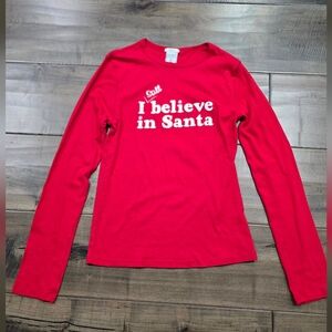 Old Navy Red Long Sleeve I Still Believe In Santa Shirt